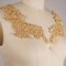 1 Pair Gold Beaded Lace Applique with Tan Pearls for Sewing and Costumes
